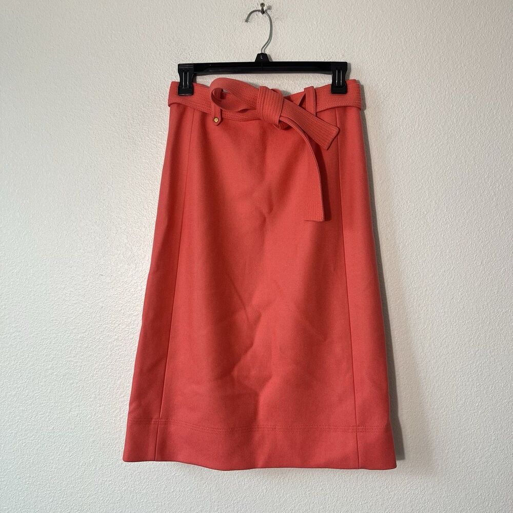 J. Crew Double Serge Wool Belted Pencil Skirt in Wildflower Pink Size 0 NEW